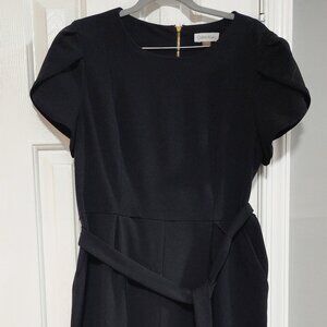 Calvin Klein Black Short Sleeve Belted Wide-Leg Jumpsuit Size 14